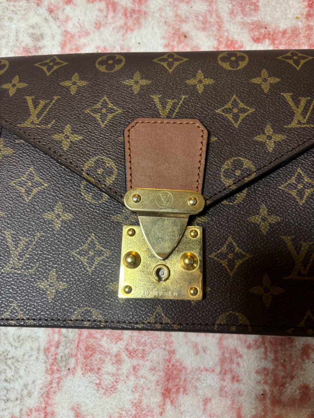 Louis Vuitton Monogram Envelope Clutch in Brown with Gold Hardware